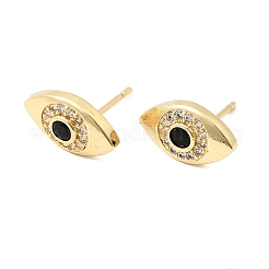 Pendientes de botón de latón con micro pavé de circonitas cúbicas en forma de ojos&nbsp;EJEW-C186-20G-02