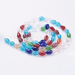 1 filo di perle di vetro a goccia sfaccettate&nbsp;X-EGLA-E010-8x12mm-03