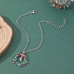 Bracelets à breloques en alliage avec couronne de Noël et cloche de Noël&nbsp;WG06691-05