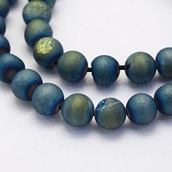 Chapelets de perles en agate druzy naturelle électrolytique&nbsp;G-G708-8mm-10
