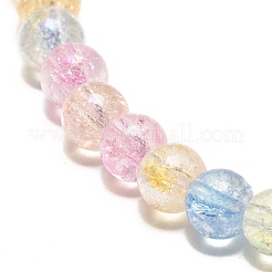 Bracelet extensible perles rondes en verre craquelé étincelant 4mm&nbsp;BJEW-JB07189-01