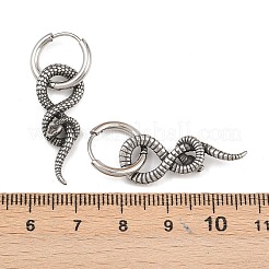 Orecchini a cerchio a forma di serpente in acciaio chirurgico 316&nbsp;EJEW-C160-15AS