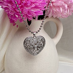 Vintage-Halsketten mit hohlem Herzanhänger aus einer Legierung – Modeschmuck-Geschenk für Damen&nbsp;LG2070