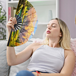 Éventail à main en tissu&nbsp;DIY-WH0579-95B