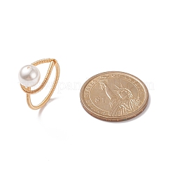 Anello da dito con perline di perle di conchiglia&nbsp;RJEW-TA00048