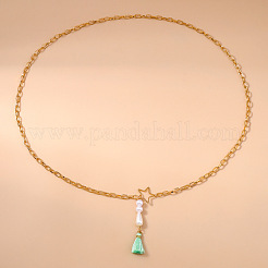 Stern-Legierung Kabelkette mit Kunststoff Perle Perle Aquamarin Quaste Taille Bauchketten&nbsp;FS-WG4037F-01