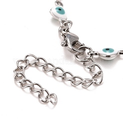 Bracciale a cuore smaltato con catene a maglie malocchio&nbsp;BJEW-P271-07P
