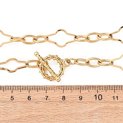 Collane con catena a maglie incrociate in acciaio inossidabile 304 da 11 mm con fermagli ot per uomo e donna&nbsp;NJEW-P355-01C-G