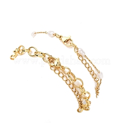 2pcs 2 styles 316 bracelets à maillons en acier inoxydable chirurgical en plastique imitation perles et bracelets à breloques en acier inoxydable 304 pour femmes&nbsp;BJEW-JB12421