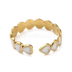 Bagues de manchette en acier inoxydable 304 plaqué or véritable 18 carat et émail&nbsp;LS-RJEW-M171-14G-01