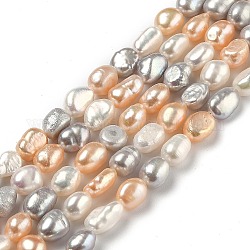 Brins de perles de culture d'eau douce naturelles, deux faces polies, teinte, couleur mixte, 6~8x5.5~6.5mm, Trou: 0.6mm, Environ 45 pcs/chapelet, 14.37 pouce (36.5 cm)