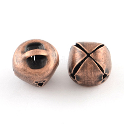 Encantos de campana de hierro, cobre rojo, 13x12.5x12.5mm, agujero: 4.5x3 mm