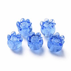 Perle di lampwork irregolari fatte a mano trasparenti, con glitter argento, medusa, blu royal, 8~9x8mm, Foro: 1~1.5 mm