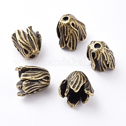 Tibetan Style Bead Caps, Flower, Lead Free & Nickel Free, Antique Bronze, 16x18x18mm, Hole: 3mm, Inner Size: 9x9mm