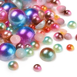 Nachahmung Perlen Acryl Cabochons, halbrund / Dome, Mischfarbe, 3~8x1~4 mm