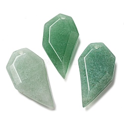 Pendenti avventurina verde naturale, ciondoli a mezzo cuore sfaccettato, 27x14x5.5mm, Foro: 1.5 mm