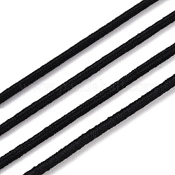 Cordon élastique rond en polyester, cordon élastique réglable, avec bobine, noir, 1mm, environ 49.21 yards (45 m)/rouleau