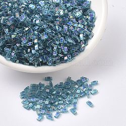MIYUKI Half TILA Beads, Japanese Seed Beads, 2 Hole, (HTL2458) Transparent Teal AB, 5x2.3x1.9mm, Hole: 0.8mm, about 250pcs/10g