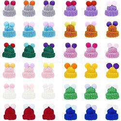 NBEADS 72 Pcs 12 Colors Knitted Woolen Mini Hat, Crochet Hat Cute Pet Ornament Accessories with Double Pom Pom Ball for Jewellery Making DIY Christmas Home Decor Craft Art