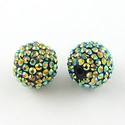 Ab-Farbe Harz Strassperlen, mit Acryl runde Perlen innen, für Bubblegum-Schmuck, gelb-grün, 18x16 mm, Bohrung: 2~2.5 mm