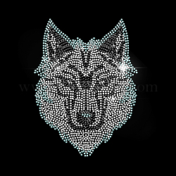 MAYJOYDIY Wolf Iron on Rhinestone Heat Transfer Wolf Head Hot Transfers Patches Animal Bling Iron on Rhinestone Crystal T Shirt Transfer 5.7×7.6inch Clothing Repair Applique for Coat, Bag, Jeans