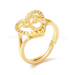18KGP本金メッキ真鍮アルファベット調節可能なリング  女性のための最初の約束の指輪を持つ心  カドミウムフリー＆鉛フリー  文字.c  usサイズ5 1/4(15.9mm)
