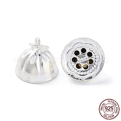 Colgantes de 925 plata de ley, con anillos de salto, charms de loto, con sello s925, plata, 9x10mm, agujero: 3.4 mm