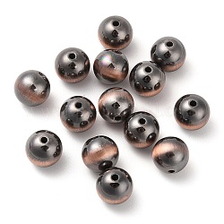 Perles acryliques opaques, ronde, cuivre plaqué, 10x9.5mm, Trou: 1.8mm