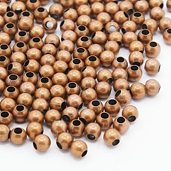Brass Spacer Beads, Seamless Round Beads, Red Copper, Size: about 4mm in diameter, hole: 1.8mm