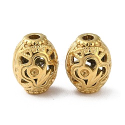 304 Stainless Steel Beads, Hollow, Barrel, Real 14K Gold Plated, 11x8.5x5.5mm, Hole: 1.8mm