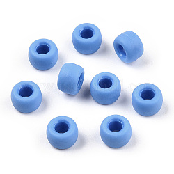 Opaque Plastic Beads, Frosted, Barrel, Cornflower Blue, 9x6mm, Hole: 3.8mm, about 1900pcs/500g