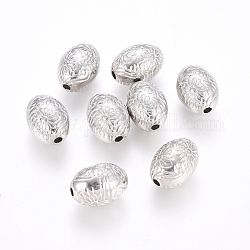 CCB perles en plastique, ovale avec des fleurs, platine, 14.5x10.5mm, Trou: 2mm