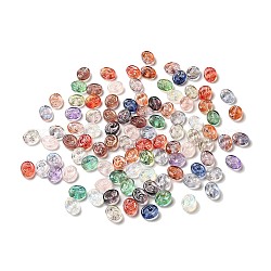 Perles en verre transparentes, ovale avec motif de fleurs, couleur mixte, 18x15x8mm, Trou: 1.2mm