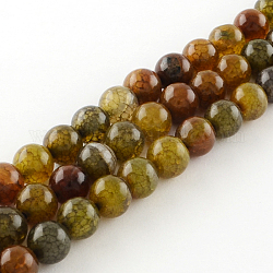 Dyed Natural Dragon Veins Agate Round Bead Strands, 6mm, Hole: 1mm, about 62pcs/strand, 15.7 inch
