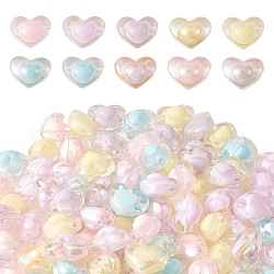 180pcs 10 Farben transparente Acrylperlen, Perle in Perlen, Herz, Mischfarbe, 13x17x9.5 mm, Bohrung: 2.5 mm, über 18pcs / Farbe