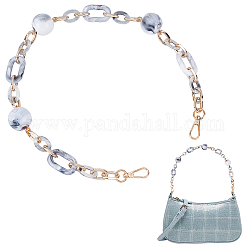 Tracolla per borsa a catena in acrilico con motivo marmorizzato, con fermagli in alluminio, per accessori per la sostituzione della borsa, grigio scuro, 66.7cm