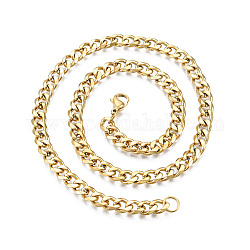 201 de acero inoxidable collar de cadena de eslabones cubano de los hombres, dorado, 17.72 pulgada (45 cm), amplia: 7 mm