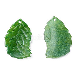 Пластиковые подвески, лист, зелёные, 19x11x2 мм, отверстие : 0.9 мм