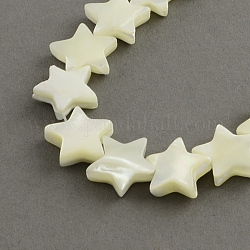 Star Shape Natural Sea Shell Bead Strands, Seashell Color, 12x13x3~4mm, Hole: 1mm, about 38pcs/strand, 15.7 inch