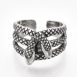 Сплав манжеты кольца пальцев, широкая полоса кольца, змея, античное серебро, размер США 8 1/2 (18.5 мм)