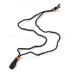 Créations, avec cordon de cire et perles de bois, noir, 28-3/8 pouce (72~80 cm)