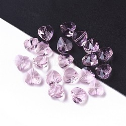 Perle di vetro trasparente, sfaccettato, cuore, roso, 10x10x7mm, Foro: 1~1.2 mm