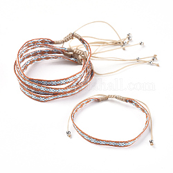 Регулируемые плетеные браслеты из бисера унисекс, с шарики из нержавеющей стали, оранжевые, 1-7/8 дюйм ~ 3 дюйма (4.7~7.5 см)