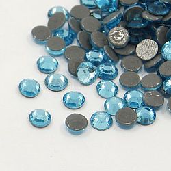 Vidrio de hotfix Diamante de imitación, aa grado, la espalda plana y facetas, semicírculo, aguamarina, ss30, 6.3~6.5mm, aproximamente 288 unidades / bolsa