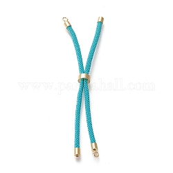 Nylon Twisted Cord Bracelet Making, Slider Bracelet Making, with Eco-Friendly Brass Findings, Round, Golden, Dark Turquoise, 8.66~9.06 inch(22~23cm), Hole: 2.8mm, Single Chain Length: about 4.33~4.53 inch(11~11.5cm)