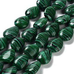 Chapelets de perles en malachite synthétique, larme, 17.5~18x13x6mm, Trou: 1.2mm, Environ 22 pcs/chapelet, 15.24 pouce (38.7 cm)