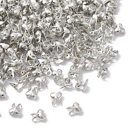 Iron Bead Tips, Calotte Ends, Clamshell Knot Cover, Platinum, 4x2mm, Hole: 1mm, Inner Diameter: 1.5mm