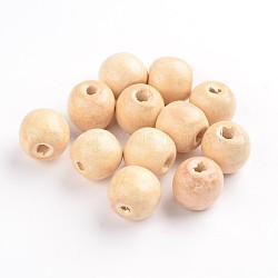 Natural Wood Beads, Round, Lead Free, Antique White, 16x15mm, Hole: 4mm, about 820pcs/1000g