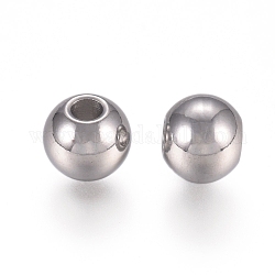 Perline chirurgiche in acciaio inossidabile da 316 litro, tondo, colore acciaio inossidabile, 6x5mm, Foro: 2 mm