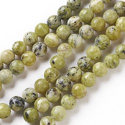 Natürliche gelbe türkisfarbene (Jaspis) Perlenstränge, Runde, 4~4.5 mm, Bohrung: 0.8 mm, ca. 87 Stk. / Strang, 15.5 Zoll